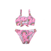 New Girls Swimsuit  Split  3-8years Girls Swimwear Unicorn Two Piece 2021 Children Swimwear Rainbow Bikini Set Cute TB052 2024 - buy cheap