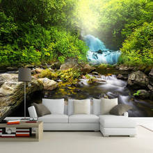 Пользовательские 3D фото обои лес водопад Зеленый пейзаж настенные росписи Декор Современная гостиная спальня Papier Peint росписи 2024 - купить недорого