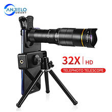 32X супертелеобъектив для смартфон мобильный телефон Камера объектив 4K зум Монокуляр телескоп Отдых на природе, оптический, HD дальний мощный 2022 - купить недорого