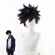 Peruca para cosplay de my hero academia, peruca curta de cabelo sintético preto para fantasia de boku no hero academia, peruca para festa de halloween + touca 2024 - compre barato