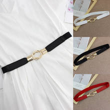 Moda 1pc cinto de cintura feminina fina com fivela de metal elástico cintos pretos para senhoras vestido cinto 2024 - compre barato
