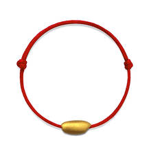Pulseira vermelha de ouro 3d 24k, bracelete dourado 999 com arroz traz sorte 2024 - compre barato