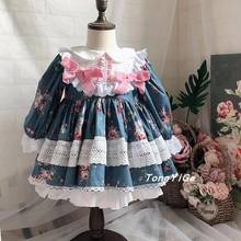 Ropa de bebé para niña, vestido de princesa lolita retro español, vestido estampado con costuras de encaje para niña, vestido dulce Floral de verano 2598 2024 - compra barato