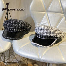 Sombrero de marinero de alta calidad para mujer, boina militar de pata de gallo, a la moda, color negro 2024 - compra barato