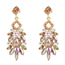 Luxury Women Full Colorful Crystal Dangle Earrings Women Fashion Statement Maxi Jewelry Summer Trendy Party Earring Accessories 2024 - buy cheap