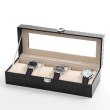 Caixa de relógio de couro do plutônio caso 6 slots men assista titular de armazenamento organizador relógios portáteis jóias pulseira colar caixas de armazenamento 2024 - compre barato