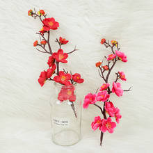 Cherry Red Plum Blossom Artificial Plastic Flower Sakura Tree Branches Wedding Party Home DIY Fake Flower Decoration Supplies 7 2024 - buy cheap