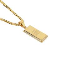 Black Knight 999 Fine gold brick pendant necklace Gold color stainless steel mens hip hop punk necklace jewelry fashion BLKN0745 2024 - buy cheap