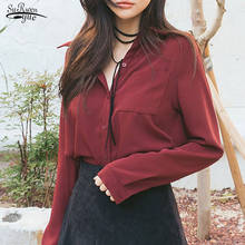 Blusa De manga larga holgada para Mujer, camisa De chifón De Color liso, estilo coreano, 2021, 9381 2024 - compra barato
