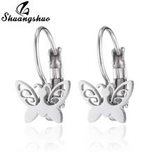 Shuangshuo Hip Rock Small Origami Butterfly Drop Earrings for Women Girl Stainless Steel Animal Pendant Earrings kolczyki 2010 2024 - buy cheap