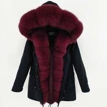 2019 парка натуральный мех пальто зимняя куртка Для женщин натуральные бренд Fox Fur Trim, с капюшоном, толстая, теплая уличная расцепная верхняя одежда куртки-парки 2024 - купить недорого