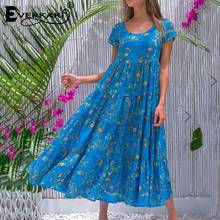 Everkaki-Vestido largo holgado con estampado Floral para mujer, traje bohemio para fiesta, vacaciones, playa, moda 2021 2024 - compra barato