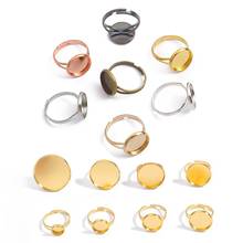 10 tamanhos 8mm-25mm anel ajustável de metal ferro com base em branco/configurações de camafeu cabochões de vidro bandeja para fazer joias diy 2024 - compre barato