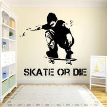 Skate Or Die Cartoon Vinyl Wall Decals Mural Decor Diy Removable Poster For Livingroom Bedroom Art Decoration Wallpaper DW8608 2024 - buy cheap