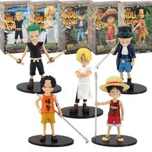 Figuras de acción de Luffy, Ace Sabo Zoro, Sanji, juguetes de PVC, versión infantil, 5 estilos 2024 - compra barato