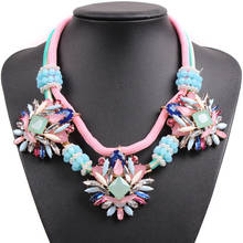 New Fashion Design Rope Chain Necklace Colorful Crystal Resin Pendant Chunky Statement Necklace for Women Choker Collar Jewelry 2024 - buy cheap