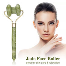 Rolo de massagem facial jade, rolo de pedra de jade natural para massagem facial, anti envelhecimento, anti-rugas, massageador para mulheres, beleza dos olhos e rosto 2024 - compre barato