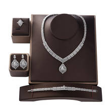 Jewelry Set HADIYANA Trendy Women Wedding Fashion Party Necklace Earrings Ring And Bracelet Set Zircon CN1528 Conjunto de joyas 2024 - buy cheap