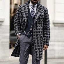 Jaqueta masculina da moda, casaco trench coat masculino social com estampa, longo inverno à prova de vento, maré alta de rua, vestuário legal masculino 2024 - compre barato