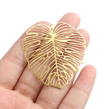 10pcs Raw Brass Stamping Large Leaf Pendant Open Hollow Crafts Jewelry Women Hyperbolic Earring Fashion Necklace Jewelry Making 2024 - buy cheap