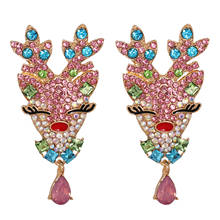 HYSECMAO New Design Colorful Rhinestones Drop Earrings Luxury Geometric Pendant Party Jewelry for Women Christmas Gifts Bijoux 2024 - buy cheap