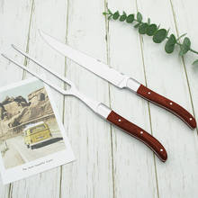 2pcs 11.5'' Carving Knife Straight Metal Fork set Stainless steel Japanese Steak Cutlery Wood Handle Kitchen Dinnerware set 2024 - buy cheap