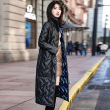 Jaqueta de couro genuíno feminino real pele de carneiro inverno casaco de pato para baixo casaco para roupas femininas jaqueta de couro 19-8018-yy733 2024 - compre barato