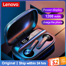 Беспроводные наушники Lenovo QT81 TWS, Bluetooth стереонаушники, Спортивная гарнитура с микрофоном, светодиодный HD-вызов, водонепроницаемые наушники 1200 мАч 2024 - купить недорого