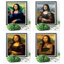 5D diamond painting spoof fun wall art Mona Lisa smoking poster diamond embroidery kit mosaic cross stitch home decoration gift 2024 - buy cheap