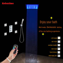 Conjunto de ducha de lluvia termostática para baño, boquilla montada en la pared, brillo LED, cabezal de ducha de techo, juego de ducha de mano, grifo, chorros de masaje 2024 - compra barato