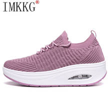 2021 women breathable walking mesh Fashion Breathable Wedges Heel Shoes Ladies Knitting Sock Sneakers Women Platform Casual Shoe 2024 - buy cheap