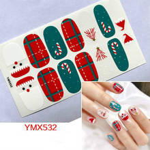 14Tips/Sheet Christmas Nail Art Stickers Tips Snowflakes Elk Design full decal waterproof Polish Wraps DIY Manicure Accessories 2024 - buy cheap