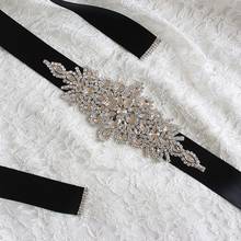 Women's Crystal Wedding Belts Satin Rhinestone Wedding Dress Belt Wedding Accessories Bridal Ribbon Sash Belt 2024 - buy cheap