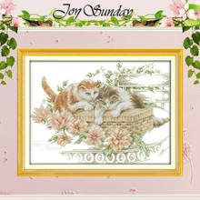 Flowers and Cats Patterns Counted Cross Stitch 11CT 14CT Cross Stitch Sets Wholesale Cross-stitch Kits Embroidery Needlework 2024 - buy cheap
