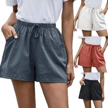 Loose Casual Shorts Women Solid Color Woman Shorts Elastic Waist Drawstring Pockets Short Pants Women spodenki Shorts for Women 2024 - buy cheap