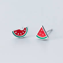 Delicate cute stud earrings for women fruit watermelon style summer ear accessory silver 925 earlobe piercing fine jewelry gifts 2024 - buy cheap