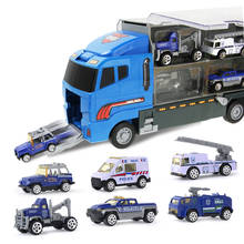 7 pcs/set Big Container Truck Alloy Car Toy Model Police Diecast Series Vehicle Educational Toys for Children Boys Gift 2024 - buy cheap