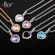 Модное ожерелье GUCY с подвеской в форме сердца 6 цветов, украшенное блестящими фианитами, ювелирные изделия в стиле хип-хоп, подарок для женщин 2024 - купить недорого