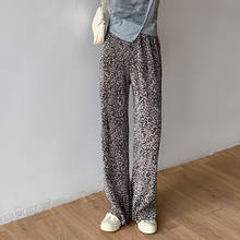 Casual Pants Women's Summer 2021 New Leopard Pattern Loose Wide Leg Trousers Straight Tube High Waist Long Pants Soft  Elastic 2024 - buy cheap