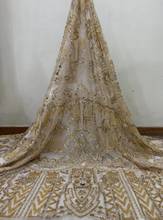Красивый дизайн JIANXI.C-96607 вышивная сетка петли кружевной ткани с бисером для модных платьев 2024 - купить недорого