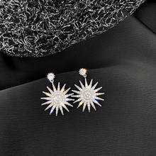 USTAR-pendientes colgantes de cristal con diamantes de imitación para mujer, aretes brillantes, color plateado, dorado, para fiesta 2024 - compra barato