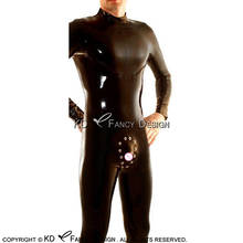 Black Sexy Latex Catsuit With Codpiece Back Zipper Rubber Bodysuit Overall Zentai Body Suit LTY-0173 2024 - buy cheap