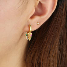 colorful cz spike charms Mini circle hoop earring Gold color trendy Multi piecing delicate earrings 2024 - buy cheap