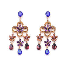 Luxury Full Crystal Rhinestone Large Drop Earrings Women Baroque Style Long Earrings Female Statement ZA Tassel Earrings Jewelry 2024 - buy cheap