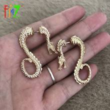 F.J4Z Hot Sale Chinese Dragon Earrings Trendy Alloy Vivid Dragon Piercing Earrings Lady Party Earring Gifts Dropship 2024 - buy cheap