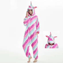 Women Kigurumis Onesies Pajama Galaxy Unicorn Sleepwear Pajamas  Adults Flannel Zipper Homewear Cospaly Funny Jumpsuits 2024 - buy cheap