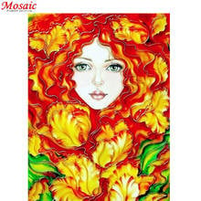 5D DIY Diamond Painting Girls Cross Stitch Girl And Flowers Diamond Embroidery Home Furnishing decoration 2024 - buy cheap