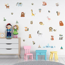 29pcs/set Funny Animals Indian Tribe Wall Stickers Cartoon Owl Lion Bear Fox Decals for Kids Rooms Home Decor Mural Art Fun Life 2024 - buy cheap