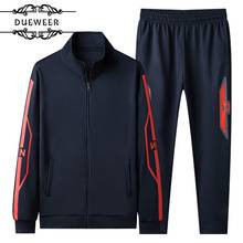 Duoweer-Conjunto de chaquetas y pantalones para hombre, chándales para correr, chaqueta a rayas de marca, ropa deportiva, otoño e invierno, 2020 2024 - compra barato