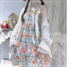 Japanese sweet lolita dress Ruffle cosplay JSK vintage cute lace high waist bowknot printing jsk kawaii girl gothic lolita cos 2024 - buy cheap